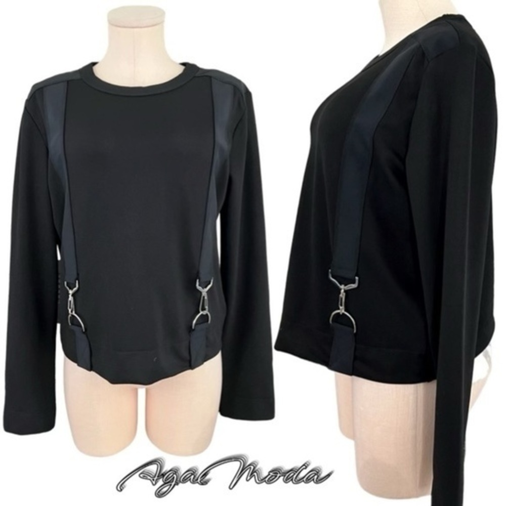ZARA Woman Black Top with Silver Color Spring Clips